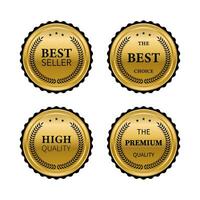 Set of quality product golden badges and labels vector