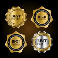 Luxury gold badges and labels premium quality product. vector illustration