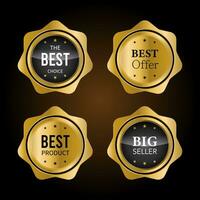 Luxury gold badges and labels premium quality product. vector illustration