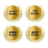 Set of quality product golden badges and labels vector