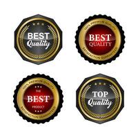 Golden badges and labels with golden ribbon vector collection .vector illustration