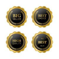 Set of quality product golden badges and labels vector