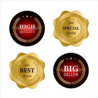 Set of golden seal quality product badges vector