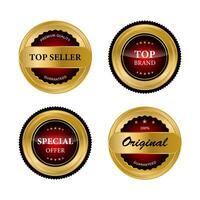 Set of golden seal quality product badges vector