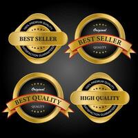 Golden labels premium quality collection vector