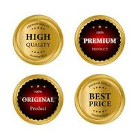 Set of golden seal quality product badges vector