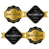 Set golden badges and labels. vector illustration