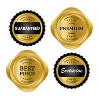 Set of golden seal quality product badges vector