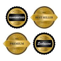 Set of golden seal quality product badges vector