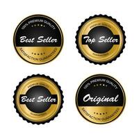 Set of golden seal quality product badges vector