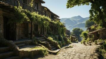 un rústico medieval pueblo anidado en un lozano verde Valle foto