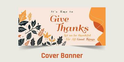 ThanksGiving Page Cover Banner design, Vector template Give thanks