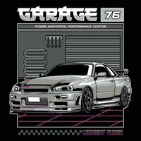 midnight car garage vector design illustration