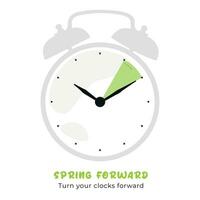 spring time change illustration with flowers and clock vector