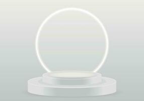 podium. Realistic 3D cylinder pedestal podium set . Minimal scene for products stage showcase, promotion display. Vector geometric forms in shadow