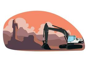 excavator on the background. vector illustration