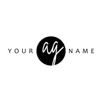 AG Initial Handwriting In Circle Frame Template Design vector