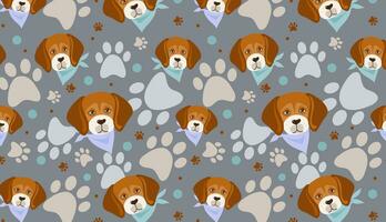 Beagle dog cartoon vector illustration seamless pattern texture background wallpaper.