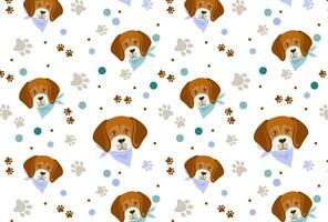 Beagle dog cartoon vector illustration seamless pattern texture background wallpaper.