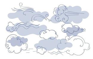 Doodle sketch style cloud set. vector