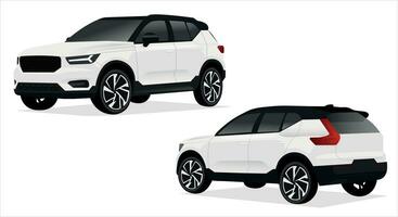 Realistic car isolated on white. Vector car illustration. Set the car from all sides.