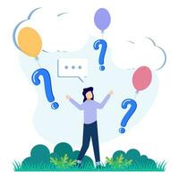 Illustration vector graphic cartoon character of question and answer