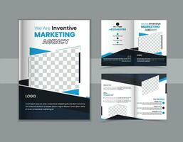 profesional y resumen corporativo bifold folleto diseño modelo para inventivo márketing agencia, resumen a4 Talla anual reporte o revista cubrir tema para corporativo, diseño para negocio vector