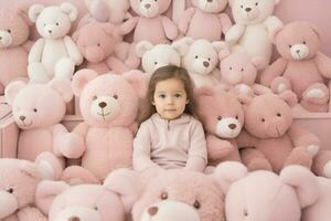Kids toy little pink soft baby care cute bear doll girl children childhood photo