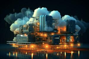 Data modern cloud security business concept cyber wireless technology networking server storage connect photo