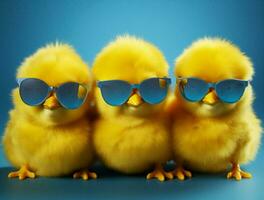 Sunglasses feather chick chicken spring born animal yellow small poultry young farming bird fluffy photo