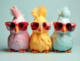 Sunglasses chicken bird background photo