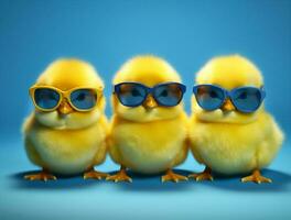 Yellow chicken sunglasses bird photo