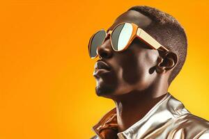 african black dj young lifestyle men portrait adult modern music headphones. Generative AI. photo