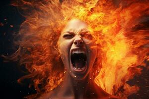 Woman halloween horror fire photo