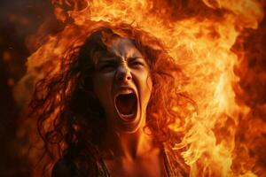 Woman fantasy halloween horror fire photo