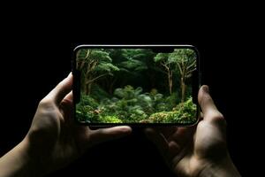 naturaleza fotografía teléfono inteligente pantalla blanco 5g electrónico negocio tecnología teléfono móvil conexión mano inteligente foto