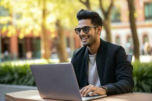 Indian office businessman men laptop photo