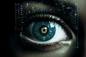 Futuristic woman technology eye digital photo