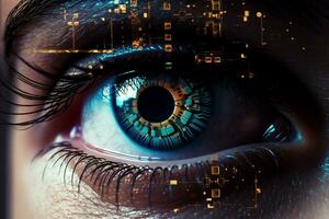 Woman digital eye futuristic photo