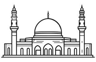 Mosque outline line icon, Islamic icon line art illustration. vector