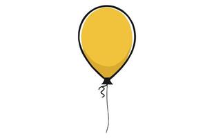 Yellow color Party Balloon Flat Illustration, Birthday Balloon Vector icon.