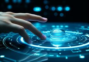 Hand business chart concept technology interface innovation virtual screen science digital tech hologram network photo