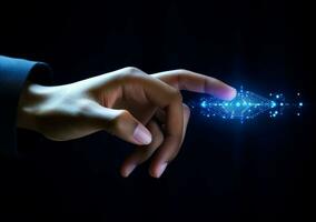 Business digital tech virtual control innovation screen hand system abstract technology interface concept chart photo