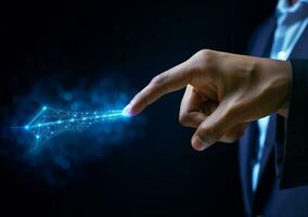 Businessman technology interface innovation display hologram business hand screen computer digital science concept tech virtual photo