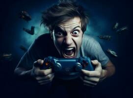 Man playing gamer online photo