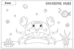 Cute vector crab in black and white color