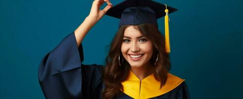 mujer negro gorra educación Universidad logro Universidad graduado diploma la licenciatura éxito estudiante túnica persona sonrisa hembra foto