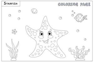 Cute vector starfish, with drawn elements in black and white