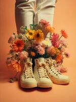 Creative woman beauty bouquet flower shoe photo