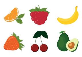 set of fruits and berries vector